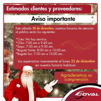 Horario de atención 20 de diciembre 2025