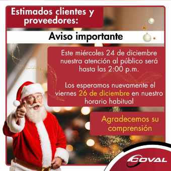 Horario de atención miércoles 24 de diciembre